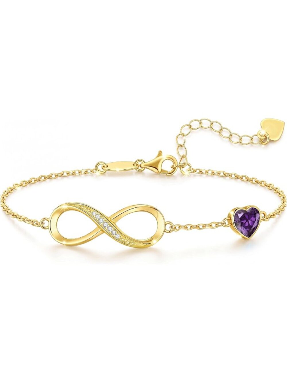 14K Gold Plated Birthstone Infinity Bracelet - Elegant Jewelry Gift for Her